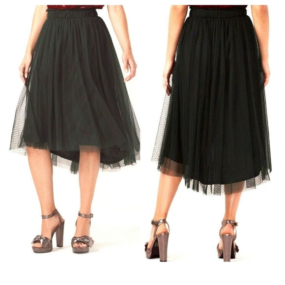 LC Lauren Conrad Dresses & Skirts - LC Lauren Conrad Womens Flocked Tulle Midi Skirt
